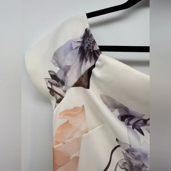 Ted Baker Sadie White Floral Off Shoulder Midi Pencil Dress - Picture 4 of 8